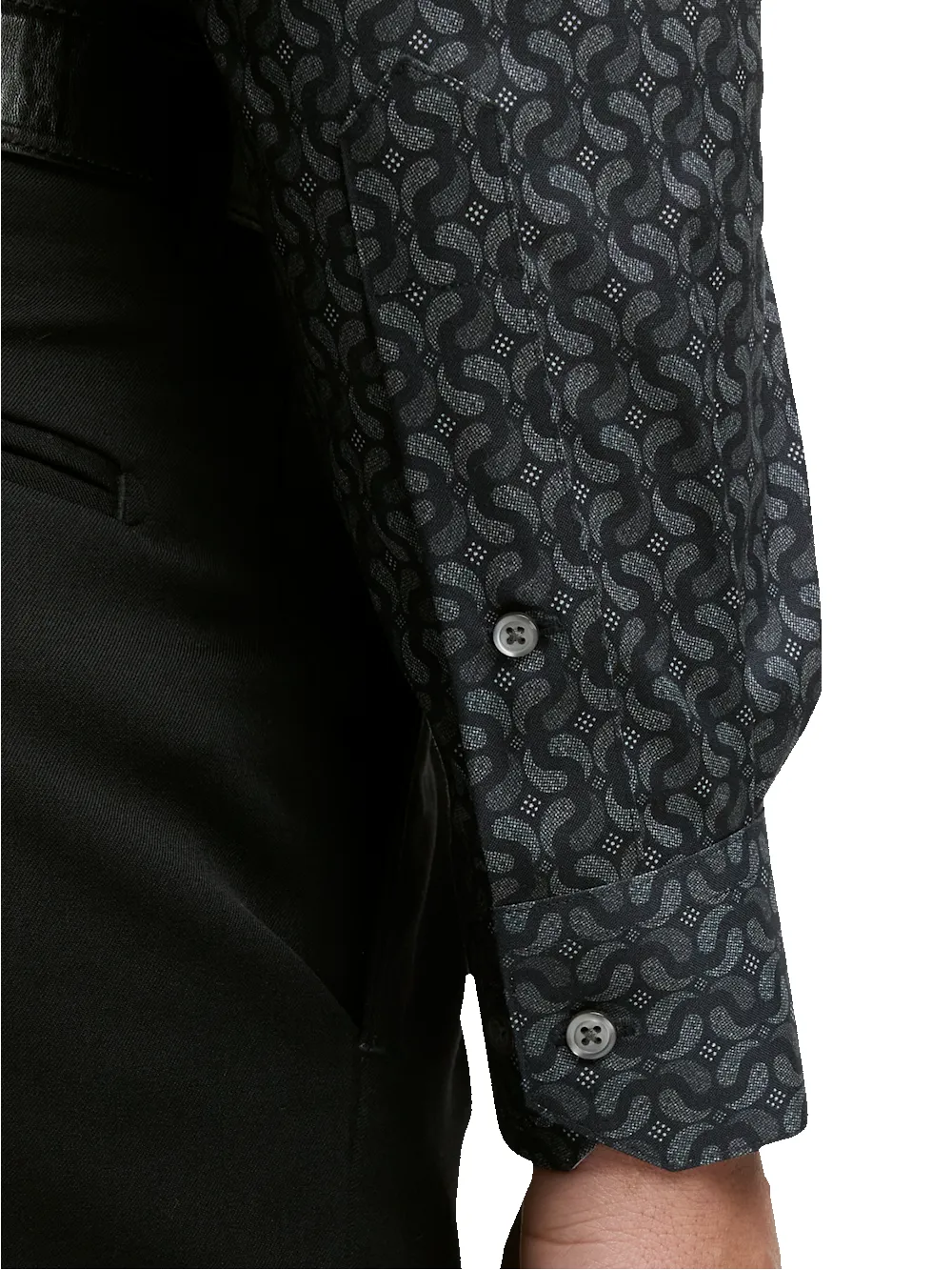 Comfort Stretch Non-Iron Deco Dress Shirt With Contrast Trim - Black/grey sold by Paul Fredrick product image thumbnail 4