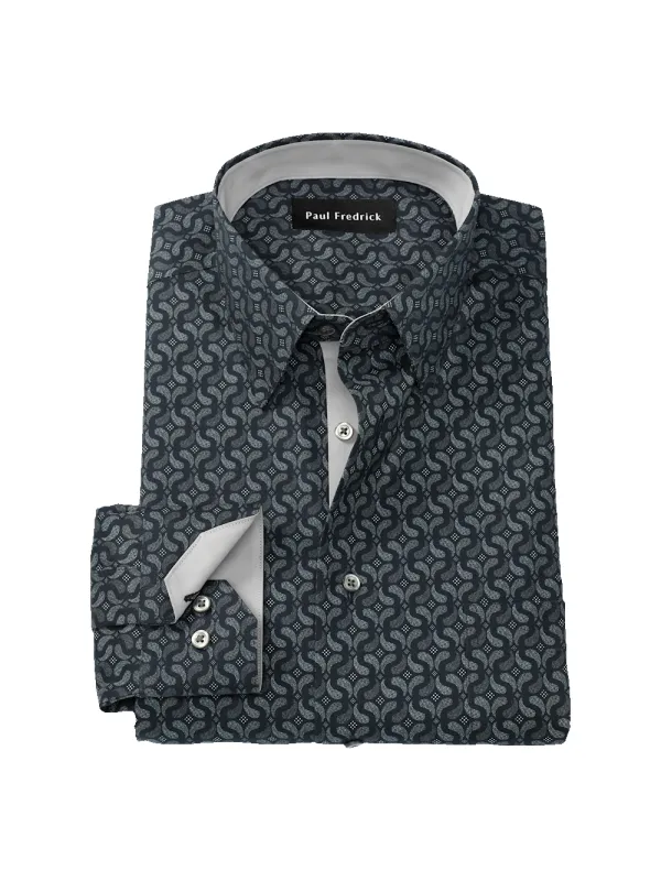 Comfort Stretch Non-Iron Deco Dress Shirt With Contrast Trim - Black/grey sold by Paul Fredrick