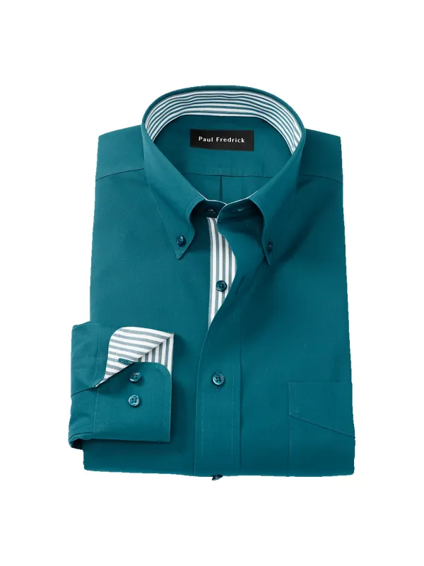 Comfort Stretch Non-Iron Solid Dress Shirt With Contrast Trim - Dark Teal sold by Paul Fredrick