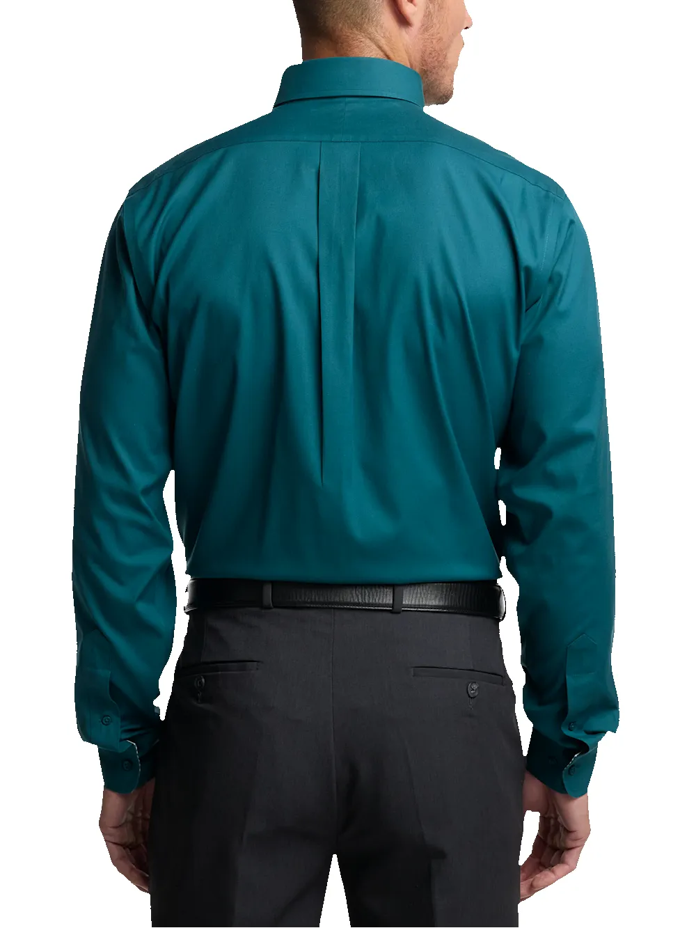 Comfort Stretch Non-Iron Solid Dress Shirt With Contrast Trim - Dark Teal sold by Paul Fredrick product image thumbnail 5