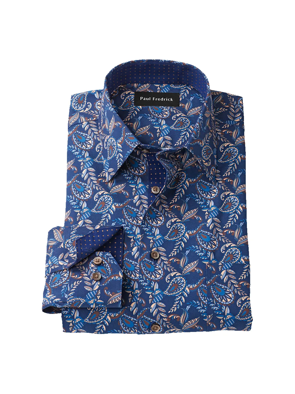 Comfort Stretch Non-Iron Paisley Dress Shirt With Contrast Trim - Navy Multi sold by Paul Fredrick