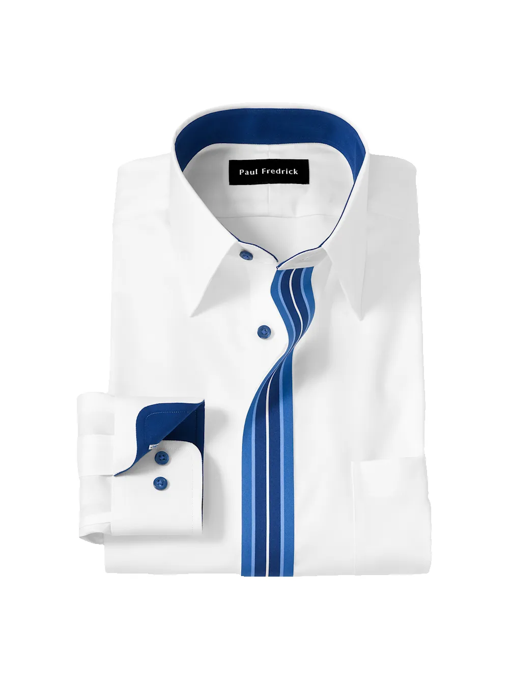 Comfort Stretch Non-Iron Solid Dress Shirt With Contrast Trim - White sold by Paul Fredrick