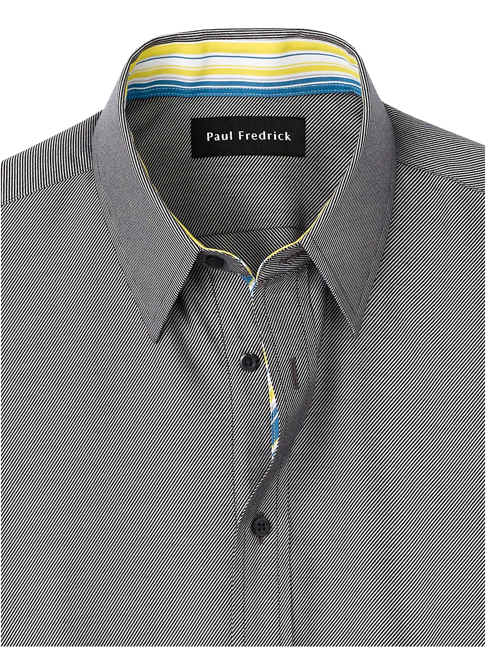 Cotton Solid Casual Shirt With Contrast Trim - Black sold by Paul Fredrick product image thumbnail 2