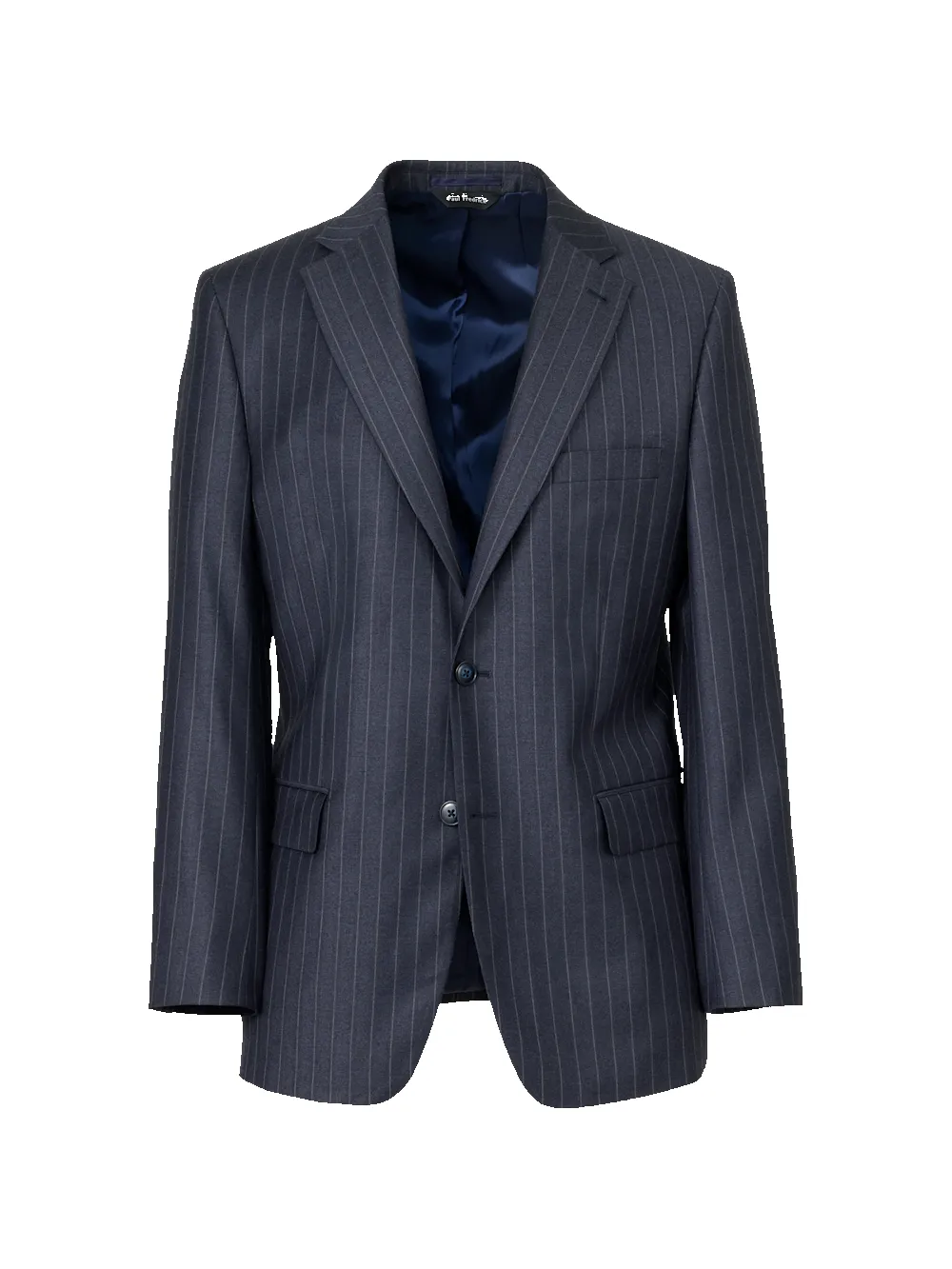 Blue Wool Stripe Single Breasted Notch Lapel Suit Jacket - Slate Blue sold by Paul Fredrick