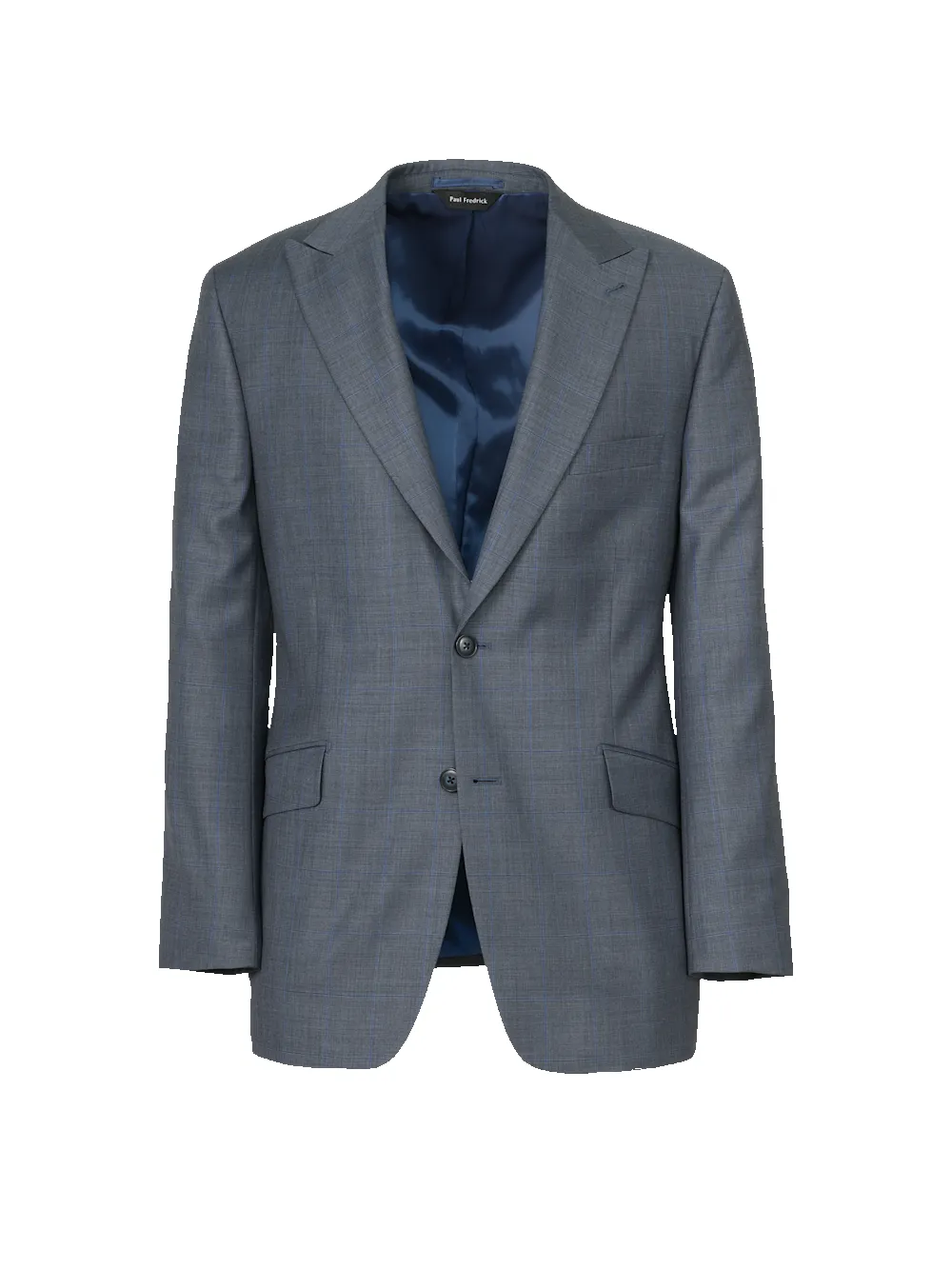 Charcoal Wool Windowpane Single Breasted Peak Lapel Suit Jacket - Charcoal sold by Paul Fredrick