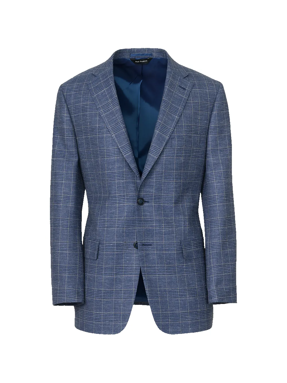 Blue Wool Blend Plaid Single Breasted Notch Lapel Suit Jacket - Blue sold by Paul Fredrick