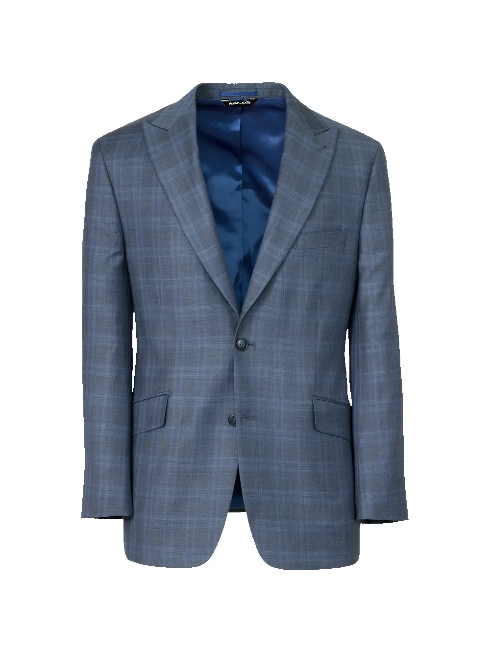 Blue Wool Glen Plaid Single Breasted Suit Jacket - Blue sold by Paul Fredrick