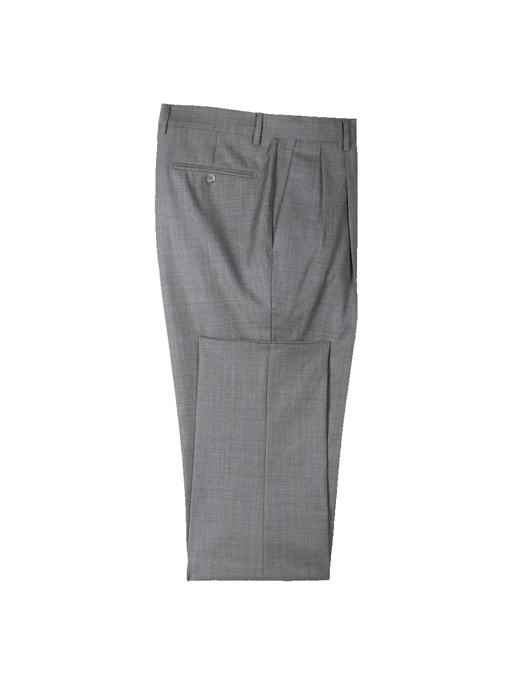 Grey Wool Windowpane Double Pleated Suit Pants - Grey sold by Paul Fredrick