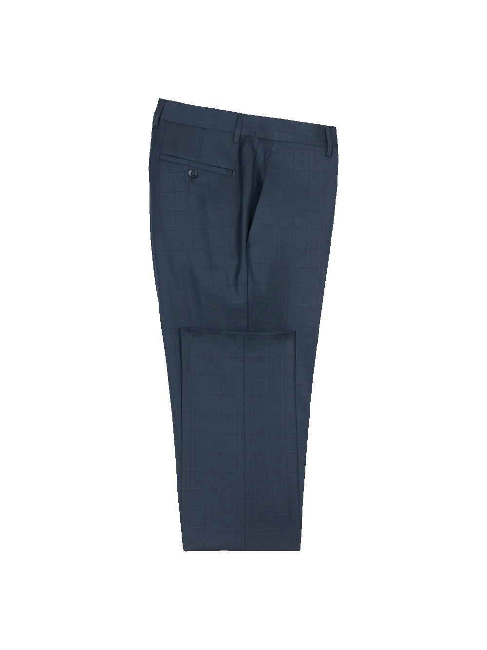 Blue Wool Windowpane Flat Front Suit Pants - Blue sold by Paul Fredrick