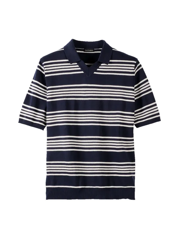 Cotton V-Neck Polo - Navy made by Paul Fredrick