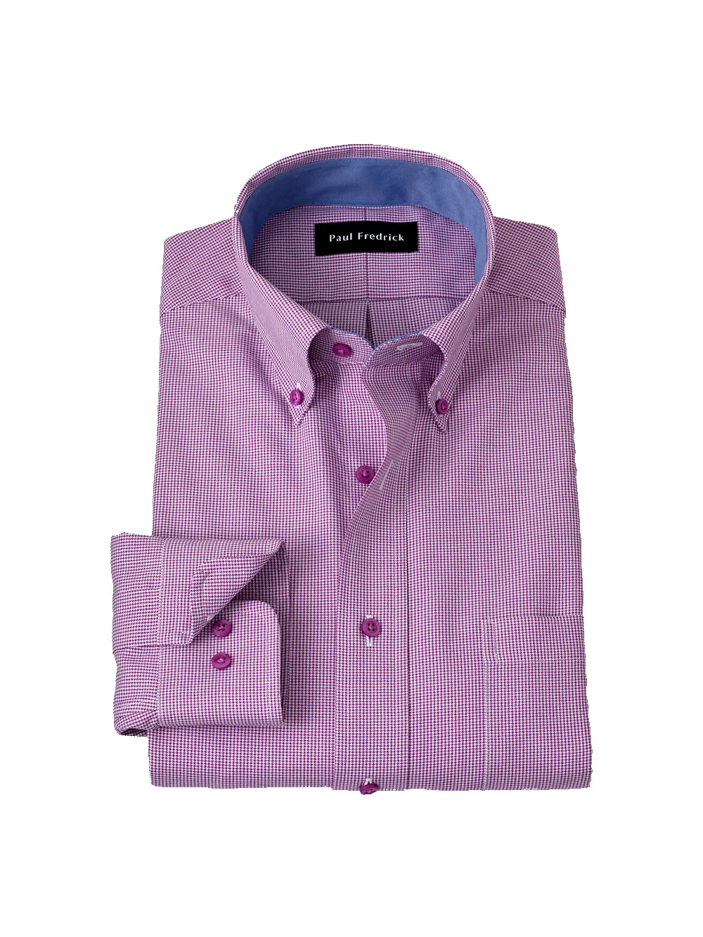 Non-Iron Cotton Houndstooth Dress Shirt With Contrast Trim - Purple sold by Paul Fredrick
