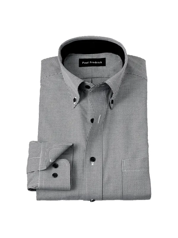 Non-Iron Cotton Houndstooth Dress Shirt With Contrast Trim - Black sold by Paul Fredrick