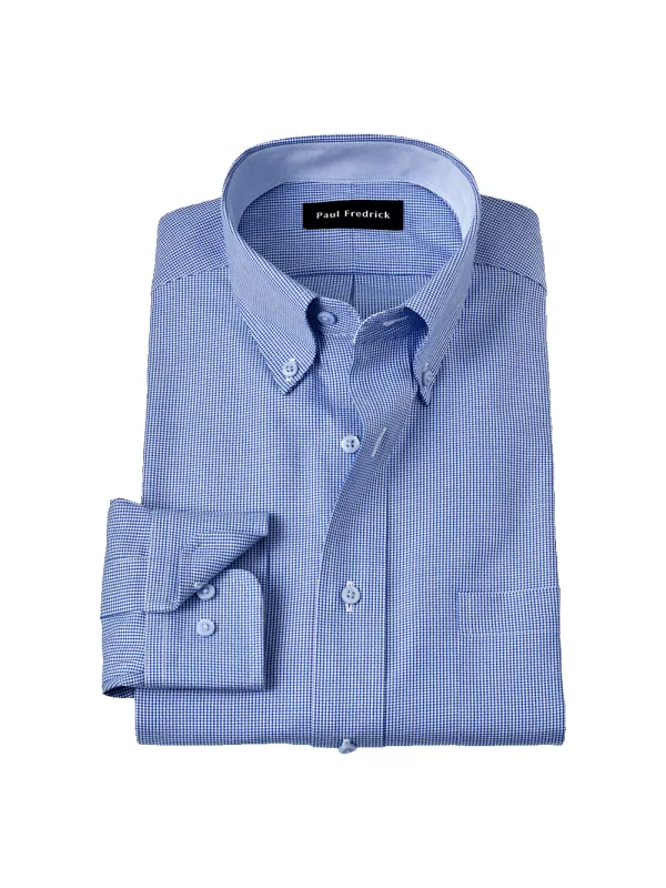 Non-Iron Cotton Houndstooth Dress Shirt With Contrast Trim - Blue sold by Paul Fredrick