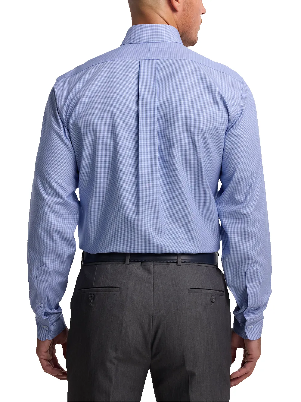 Non-Iron Cotton Houndstooth Dress Shirt With Contrast Trim - Blue sold by Paul Fredrick product image thumbnail 5