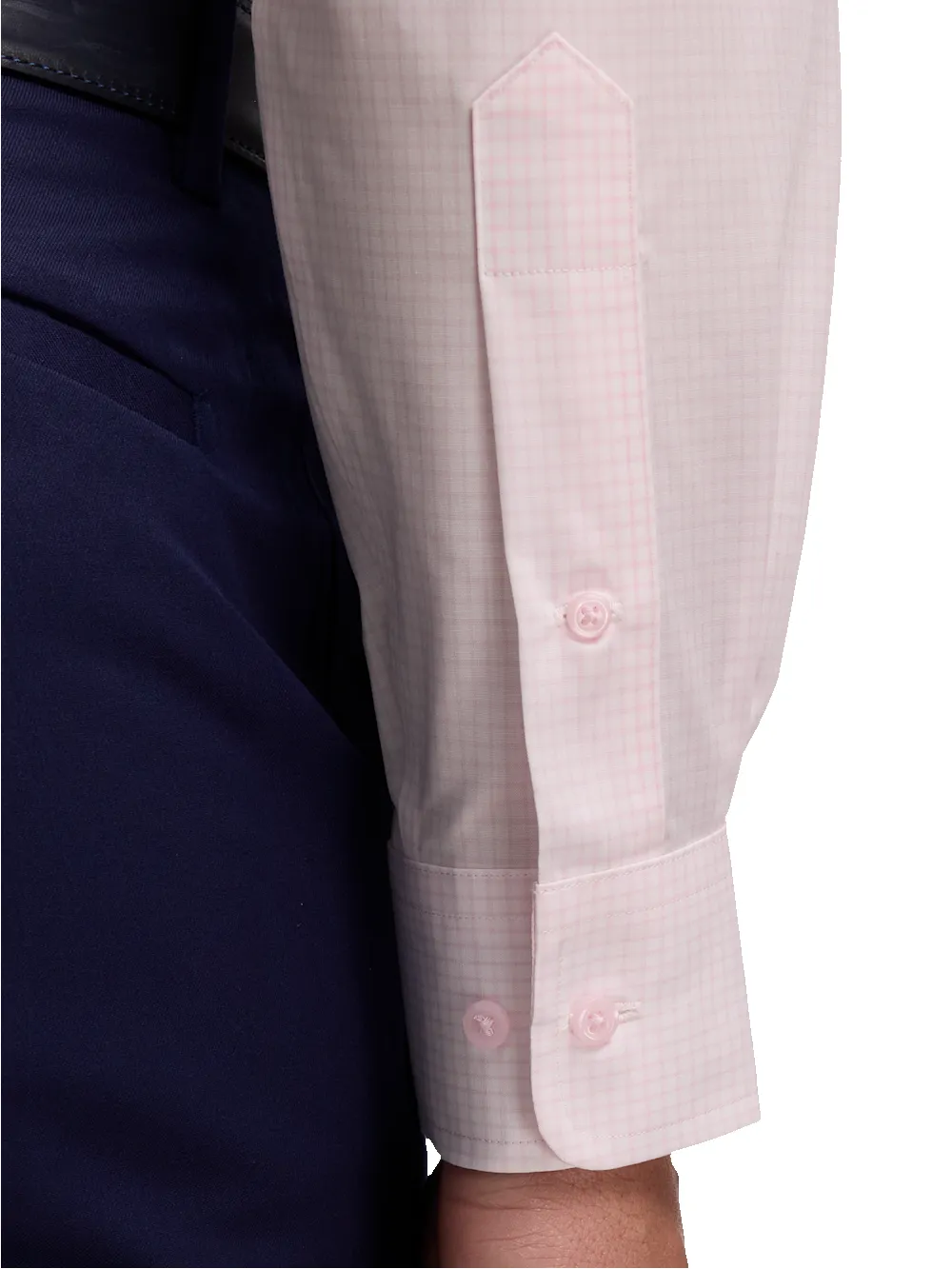 Non-Iron Cotton Check Dress Shirt With Contrast Trim - Pink sold by Paul Fredrick product image thumbnail 4