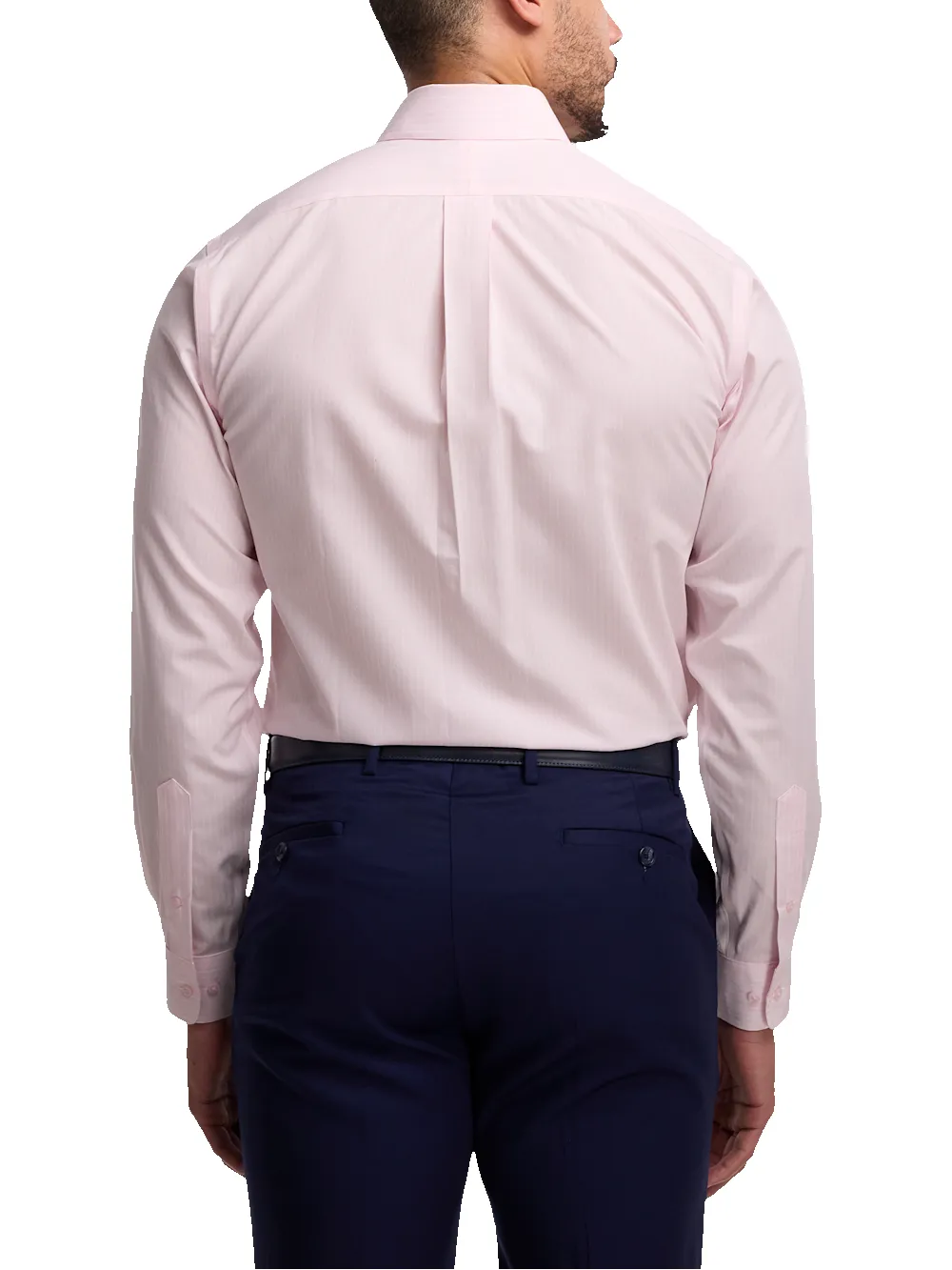 Non-Iron Cotton Stripe Dress Shirt With Contrast Trim - Pink sold by Paul Fredrick product image thumbnail 5