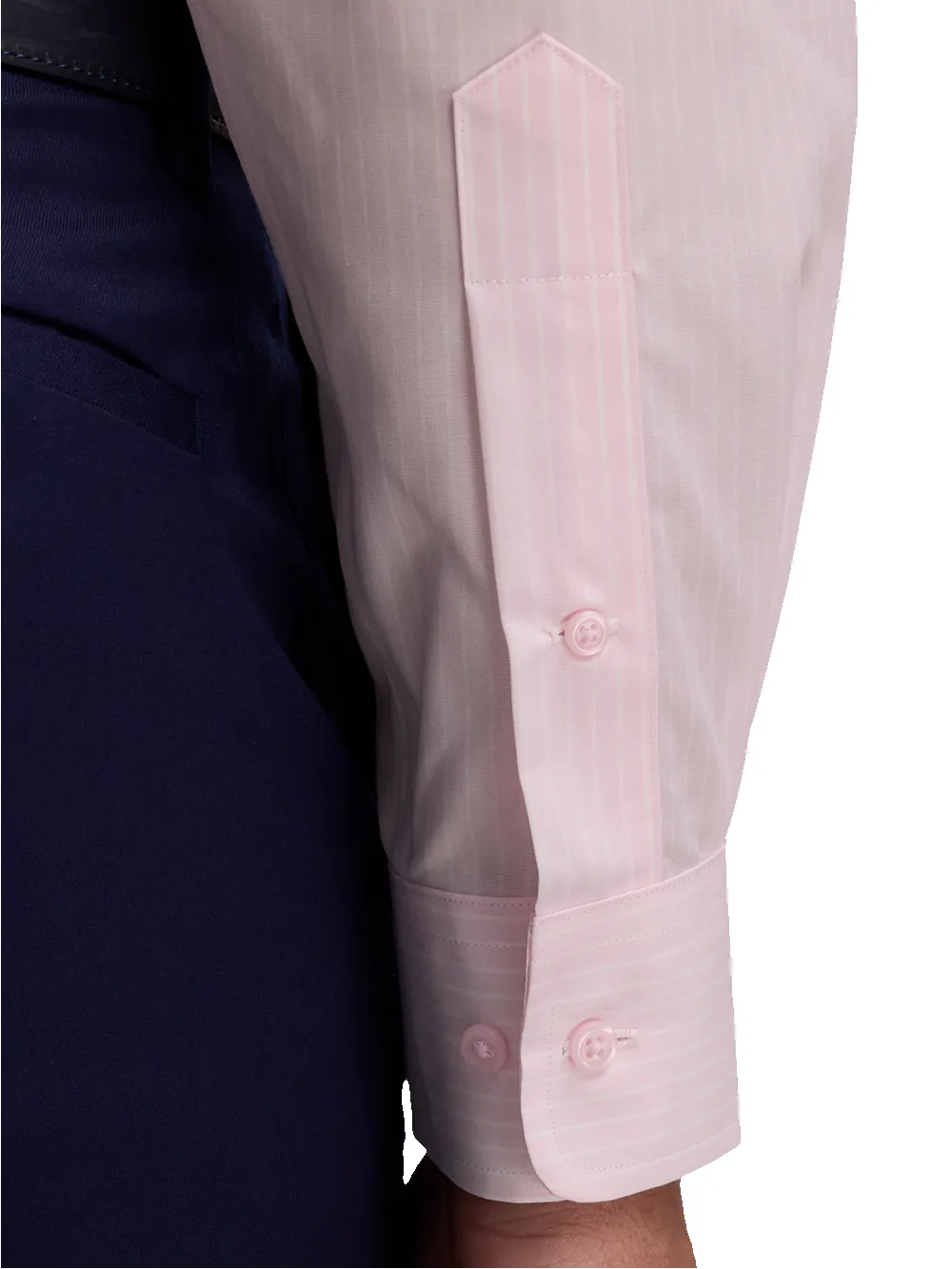 Non-Iron Cotton Stripe Dress Shirt With Contrast Trim - Pink sold by Paul Fredrick product image thumbnail 4