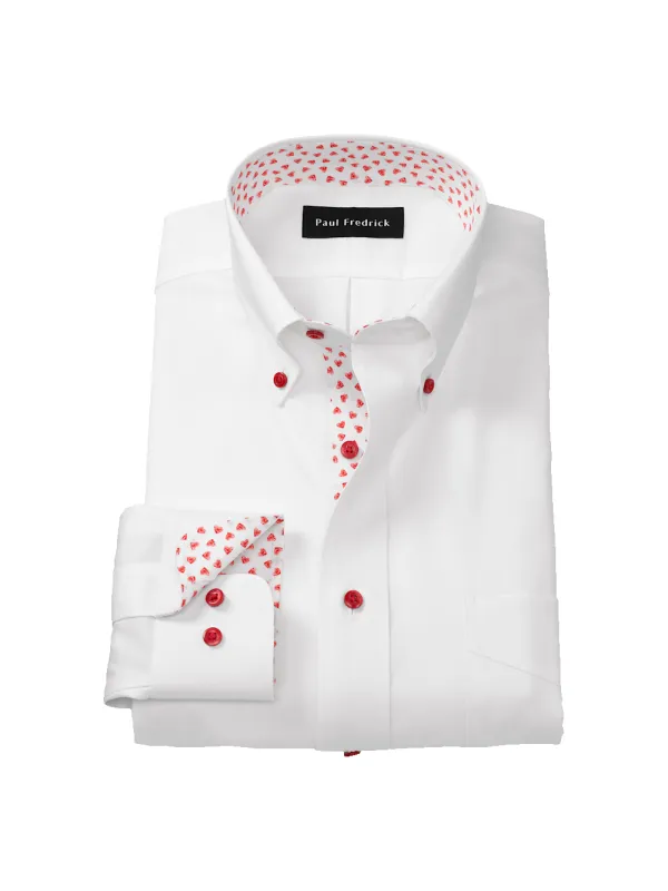 Valentine's Day Comfort Stretch Non-Iron Solid Dress Shirt With Contrast Trim - White sold by Paul Fredrick