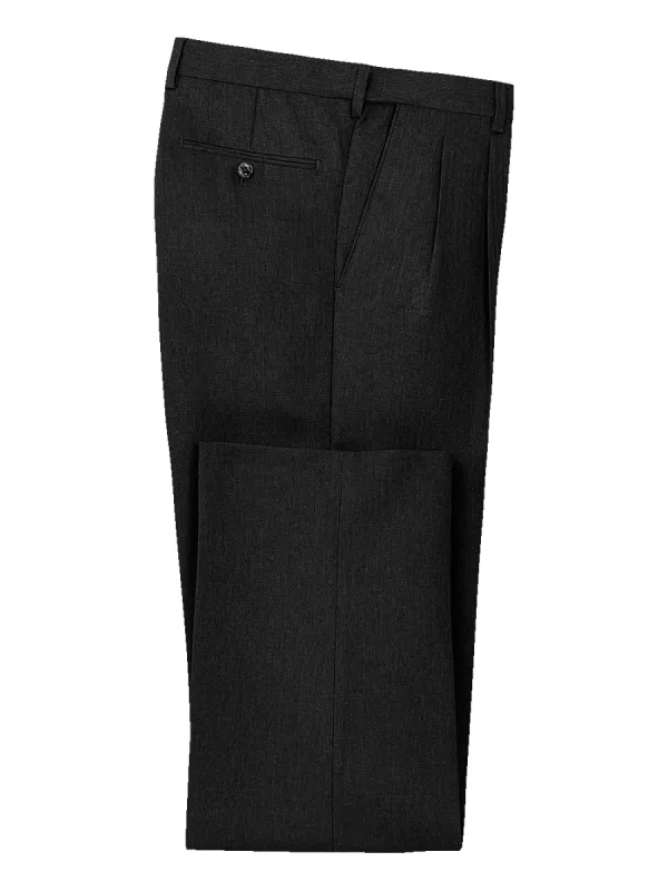 Microfiber Herringbone Pleated Pants - Black sold by Paul Fredrick