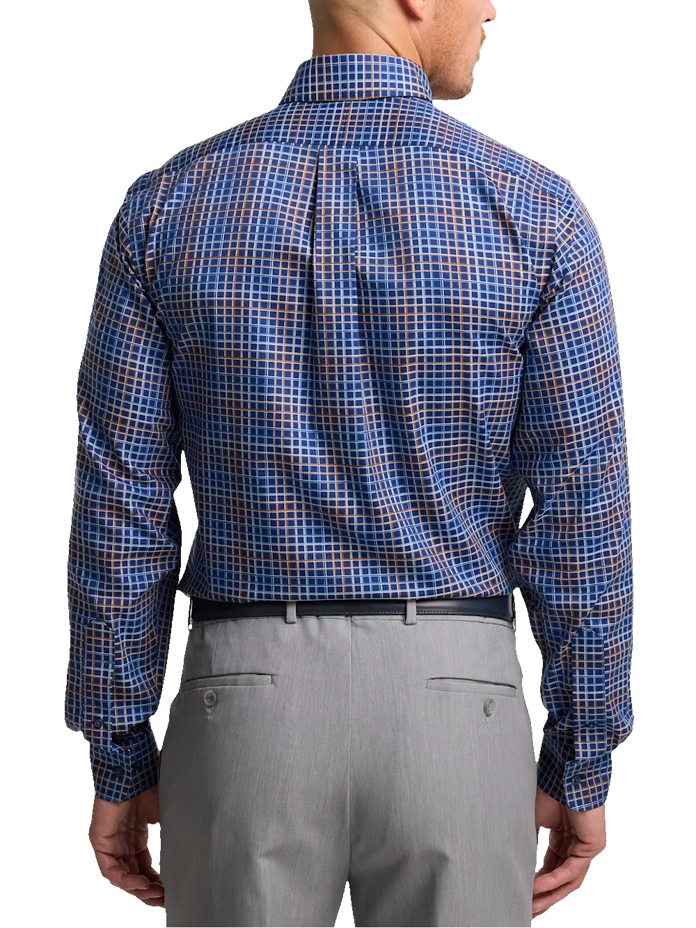 Comfort Stretch Non-Iron Check Dress Shirt With Contrast Trim - Navy Multi sold by Paul Fredrick product image thumbnail 5