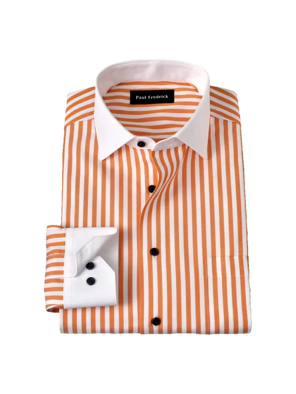 Comfort Stretch Non-Iron Stripe Dress Shirt - White/melon made by Paul Fredrick