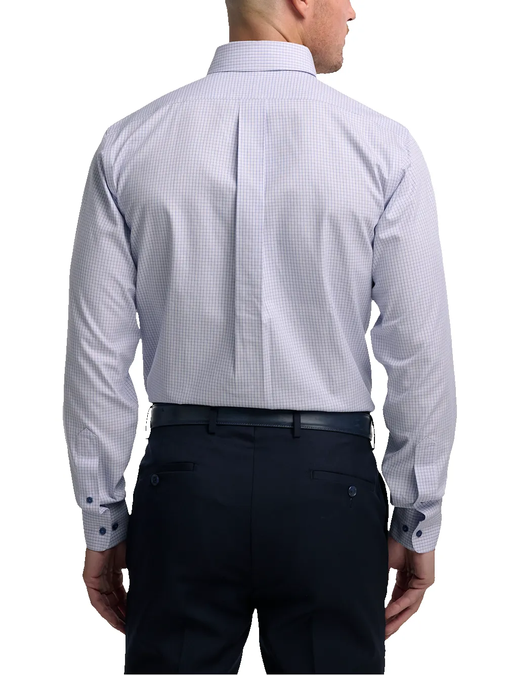 Non-Iron Cotton Check Dress Shirt With Contrast Trim - Purple sold by Paul Fredrick product image thumbnail 5