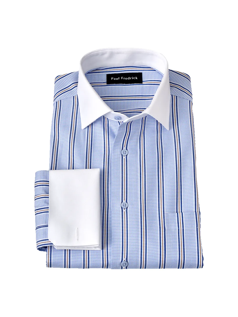 Non-Iron Cotton Stripe Dress Shirt - Blue sold by Paul Fredrick