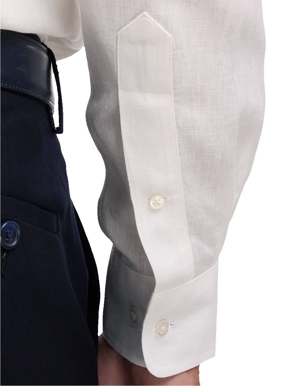 Non-Iron Linen Solid Dress Shirt With Contrast Trim - White sold by Paul Fredrick product image thumbnail 4