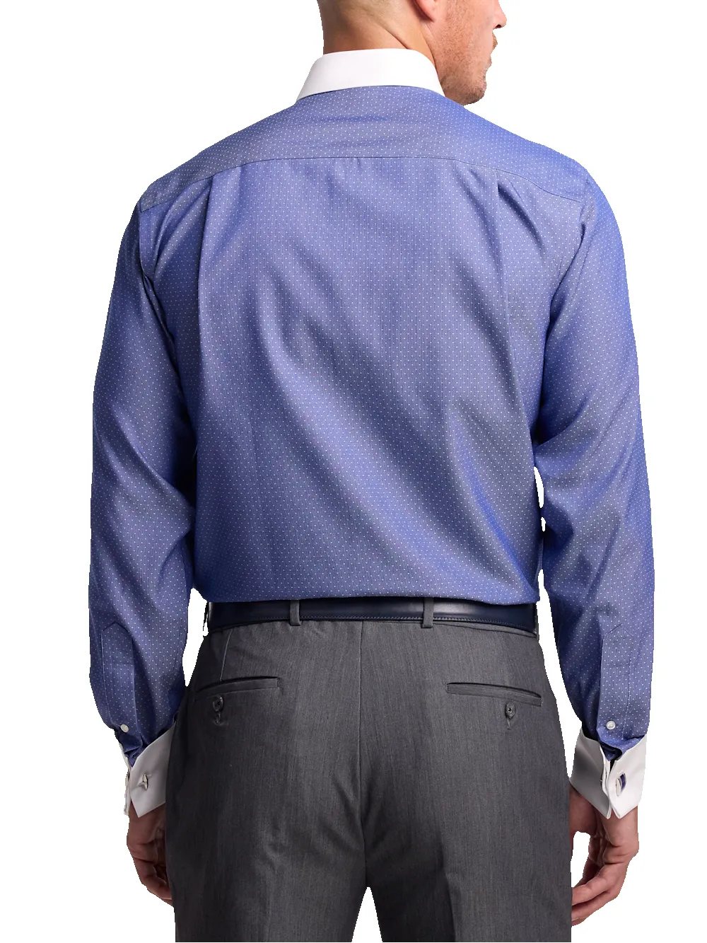 Non-Iron Cotton Dot Dress Shirt - Blue sold by Paul Fredrick product image thumbnail 5