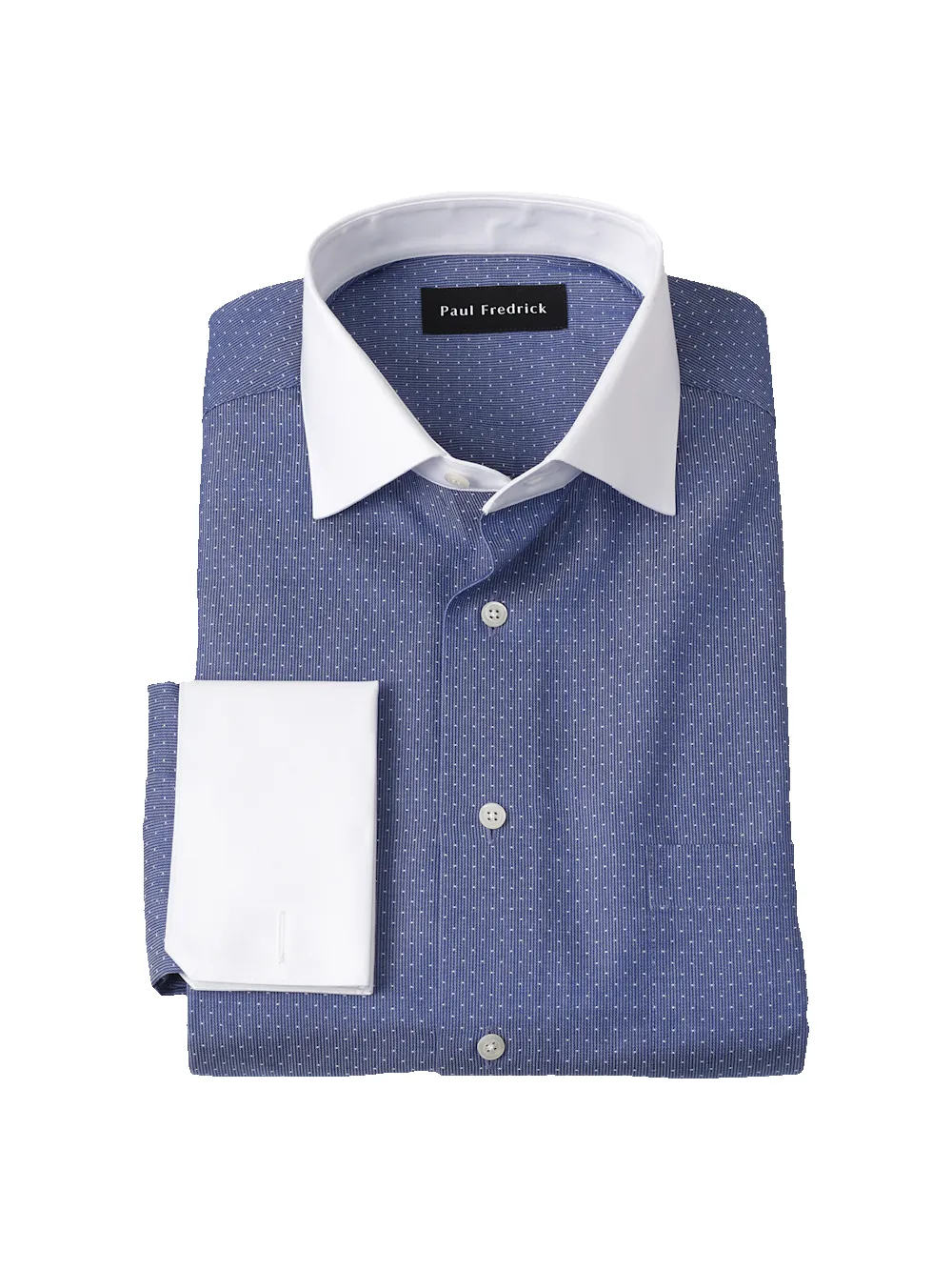 Non-Iron Cotton Dot Dress Shirt - Blue sold by Paul Fredrick