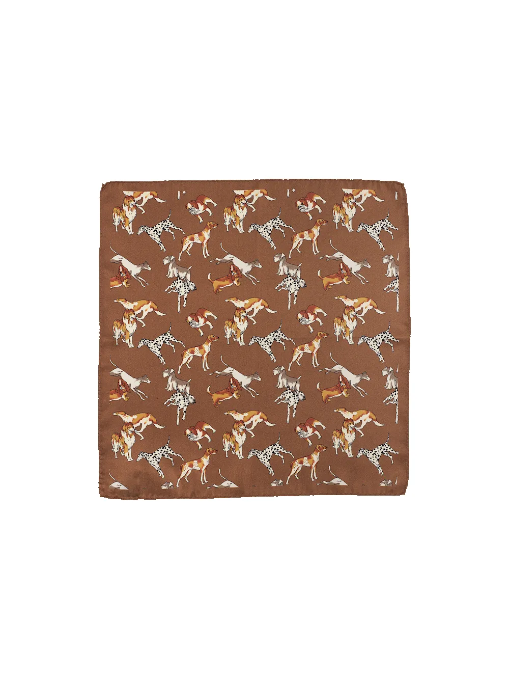 Dog Motif Silk Pocket Square - Brown Multi sold by Paul Fredrick product image thumbnail 2