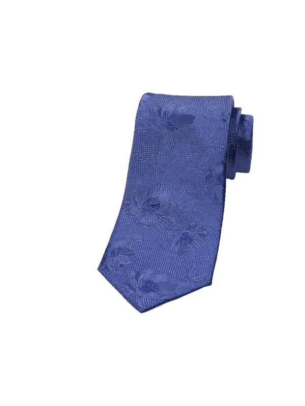 Floral Woven Silk Tie - Blue sold by Paul Fredrick