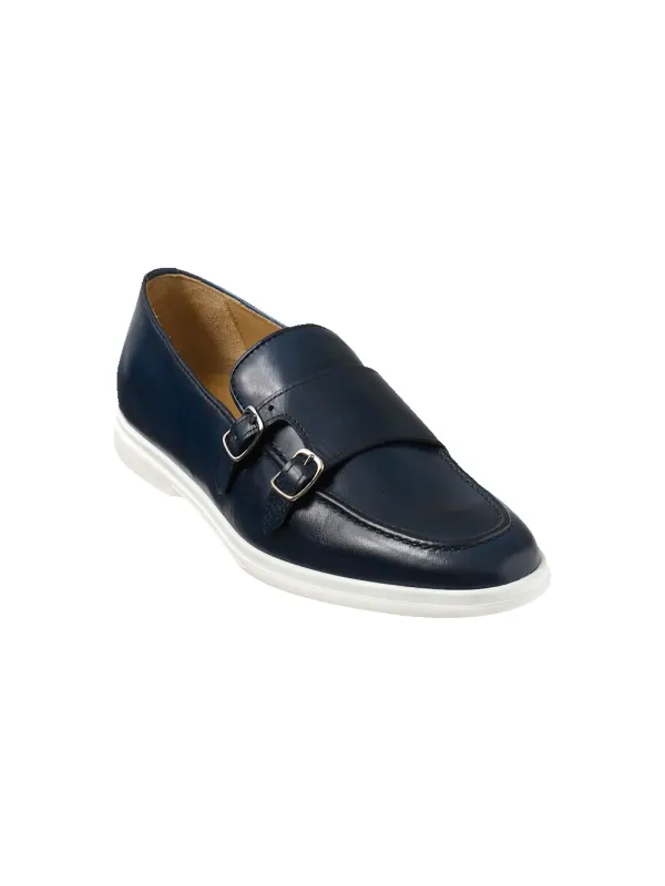 Simon Monk Strap Loafer - Navy made by Paul Fredrick