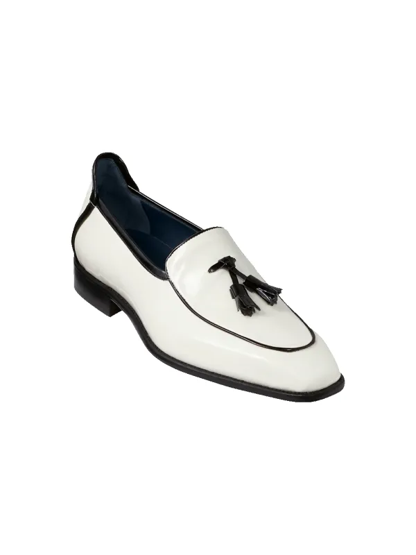 Fitz Tassel Loafer - Ivory/black made by Paul Fredrick