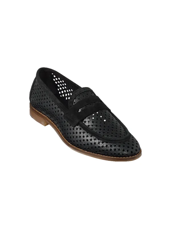 Rocco Penny Loafer - Black sold by Paul Fredrick