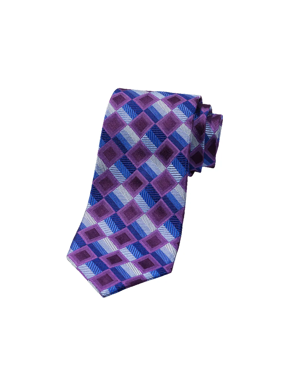 Geometric Woven Silk Tie - Purple/blue sold by Paul Fredrick