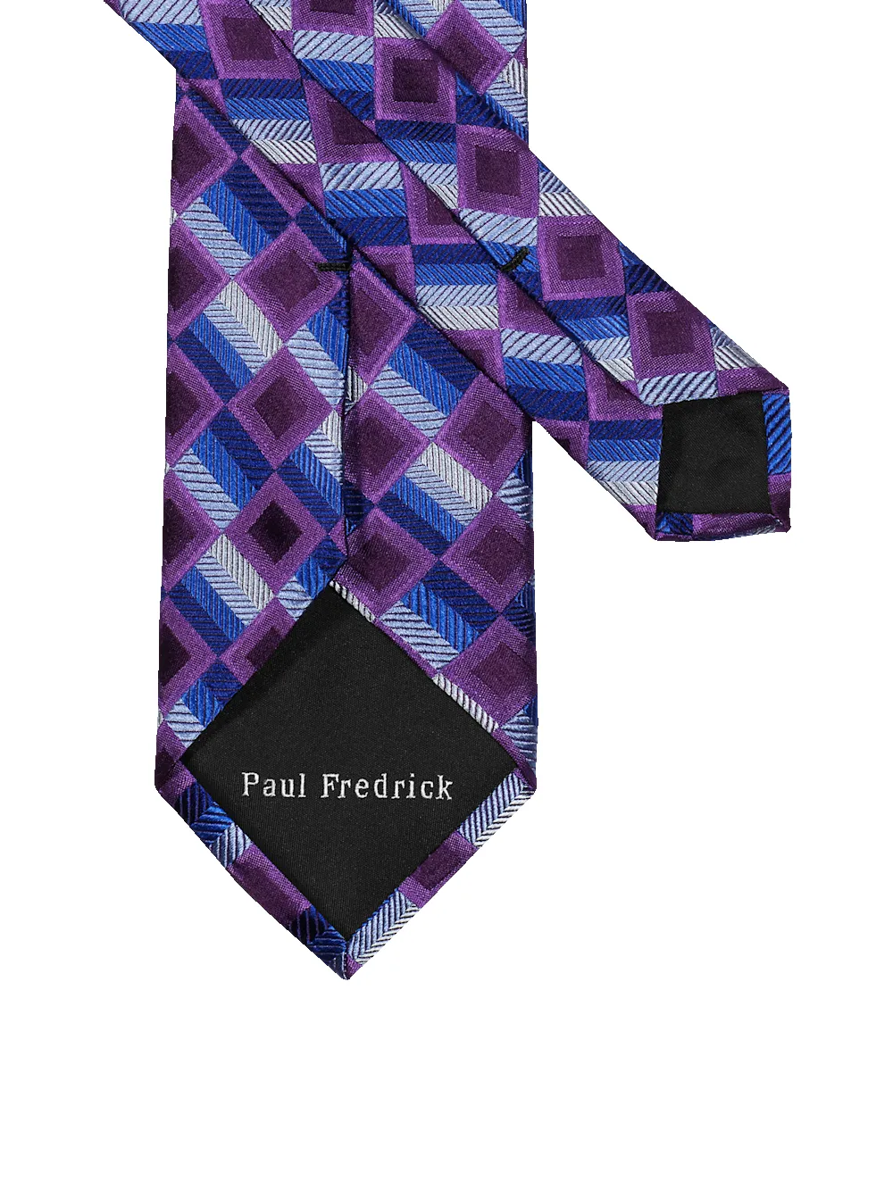 Geometric Woven Silk Tie - Purple/blue sold by Paul Fredrick product image thumbnail 2
