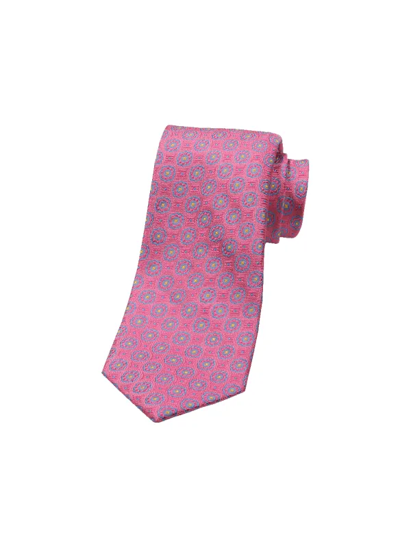 Medallion Woven Silk Tie - Pink Multi sold by Paul Fredrick
