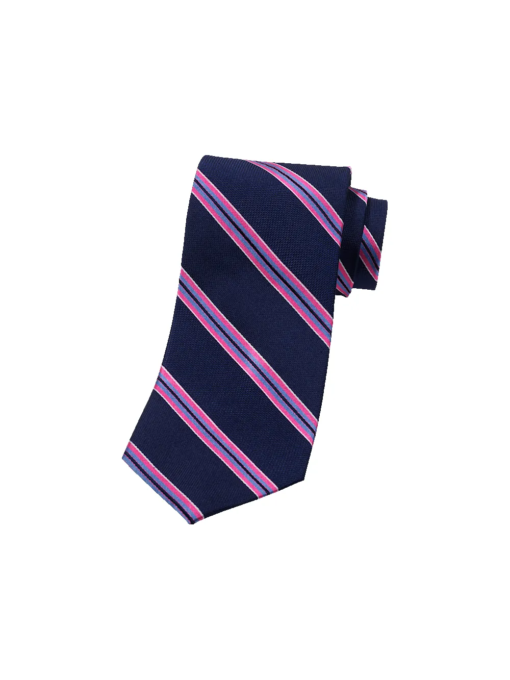 Stripe Woven Silk Tie - Navy Multi sold by Paul Fredrick