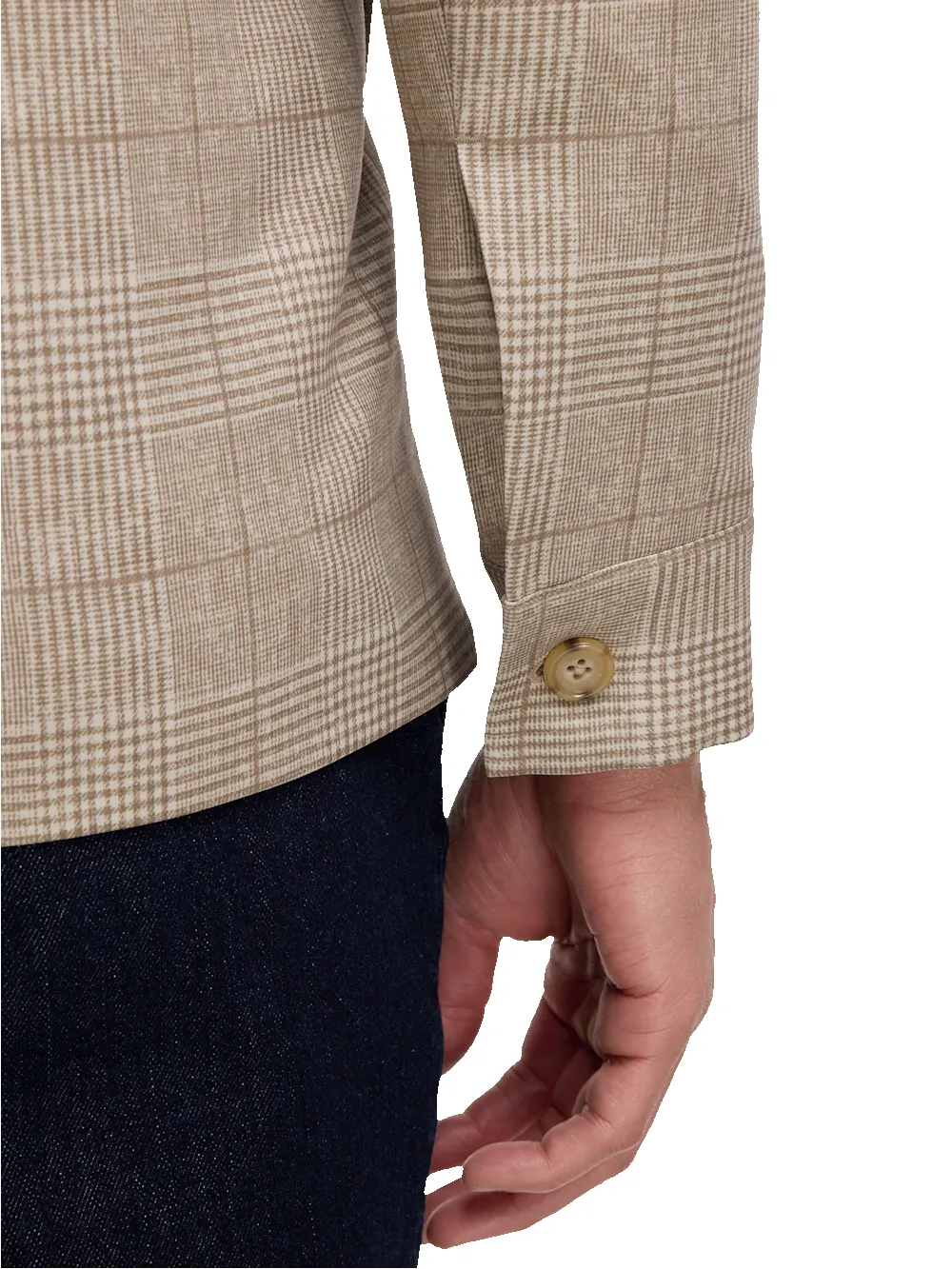 Plaid Shirt Jacket - Tan sold by Paul Fredrick product image thumbnail 4