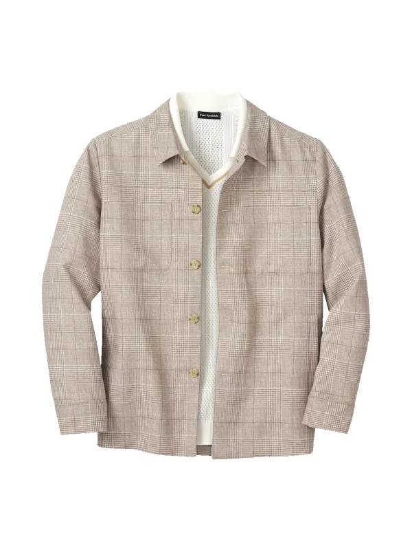 Plaid Shirt Jacket - Tan sold by Paul Fredrick