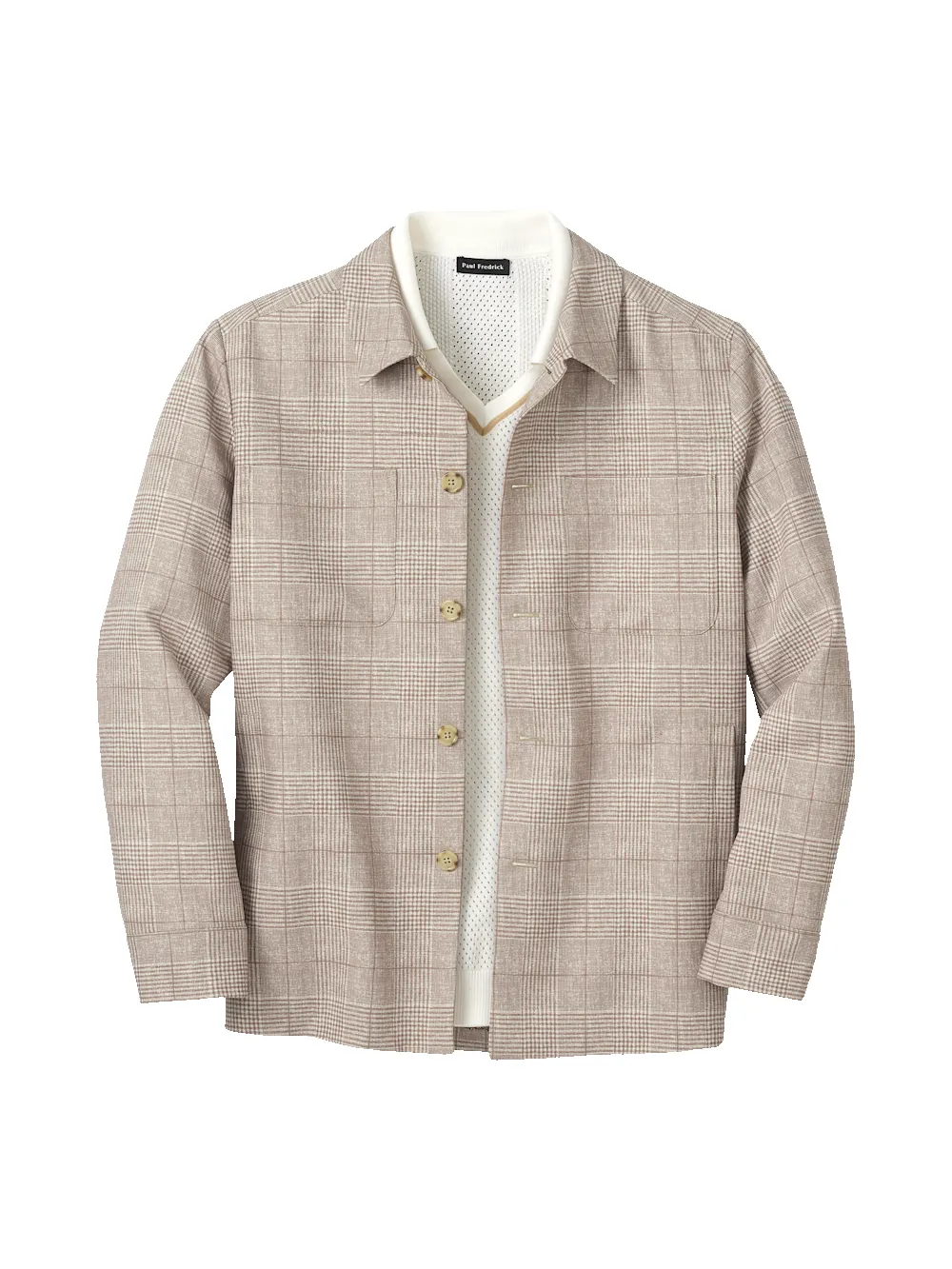 Plaid Shirt Jacket - Tan sold by Paul Fredrick