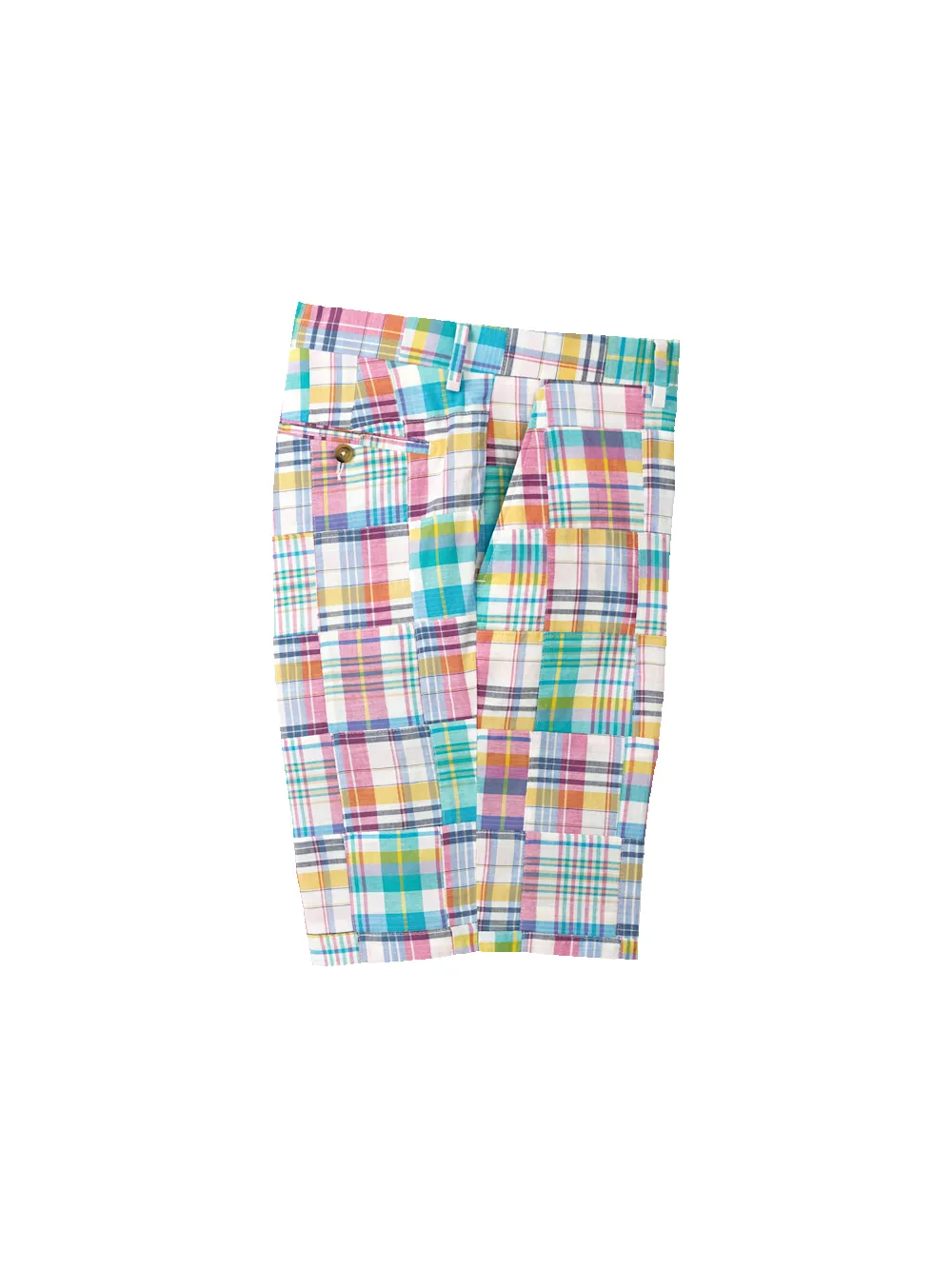 Cotton Madras Flat Front Shorts - Pink Multi sold by Paul Fredrick