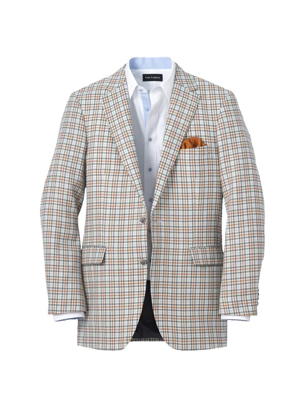 Wool Gingham Single Breasted Notch Lapel Sport Coat - Multi sold by Paul Fredrick