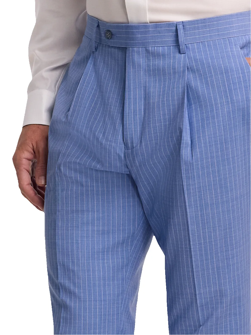 Wool Blend Pindstripe Single Pleat Suit Pant - Blue sold by Paul Fredrick product image thumbnail 3