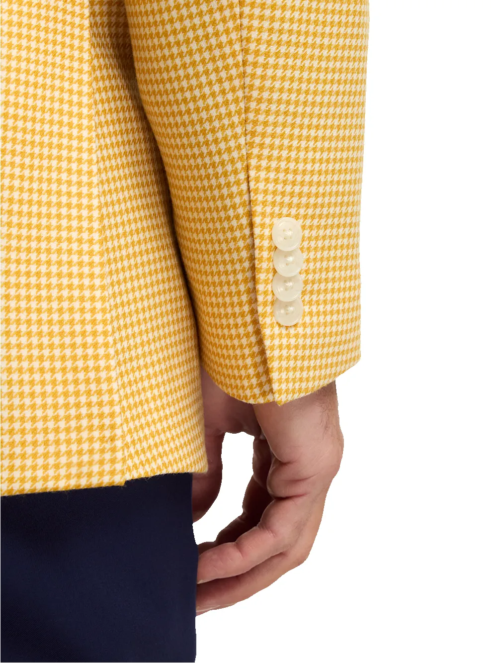 Houndstooth Wool Single Breasted Peak Lapel Sport Coat - Yellow sold by Paul Fredrick product image thumbnail 4
