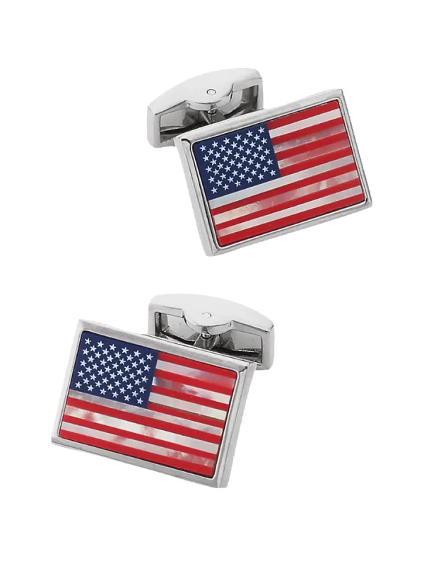 Semi Precious Stone American Flag Cufflinks - Red/white/blue made by Paul Fredrick