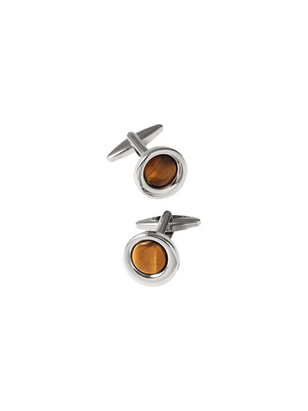 Tiger's Eye Cufflink - Brown made by Paul Fredrick