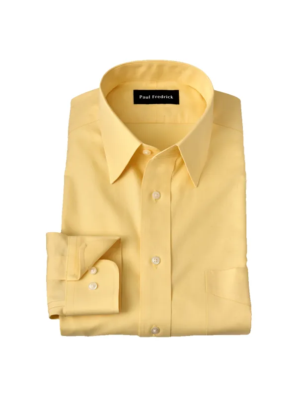 Non-Iron Cotton Pinpoint Solid Point Collar Dress Shirt - Yellow made by Paul Fredrick