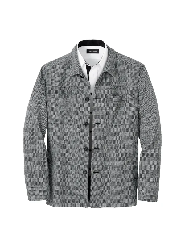 Herringbone Shirt Jacket - Black sold by Paul Fredrick
